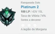 CONTA PLATINA 2 SMURF 73 % WR MMR DE DIAMANTE 3