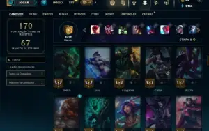 Unranked com 90 Champs e 57 Skins