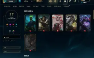 Unranked com 90 Champs e 57 Skins