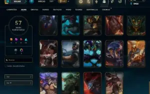 Unranked com 90 Champs e 57 Skins