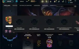 Unranked com 90 Champs e 57 Skins