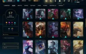 Unranked com 90 Champs e 57 Skins