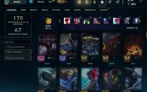Unranked com 90 Champs e 57 Skins