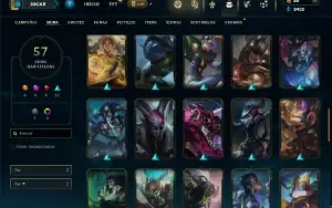 Unranked com 90 Champs e 57 Skins