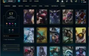 Conta unranked com 72 champs e 57 skins ( 5 vitoriosas )