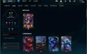Conta unranked com 72 champs e 57 skins ( 5 vitoriosas )
