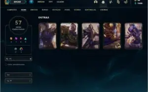 Conta unranked com 72 champs e 57 skins ( 5 vitoriosas )