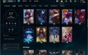 Conta unranked com 72 champs e 57 skins ( 5 vitoriosas )