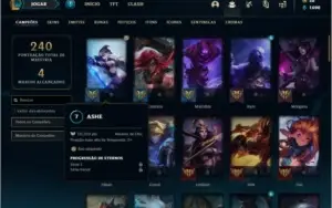 Conta unranked com 72 champs e 57 skins ( 5 vitoriosas )