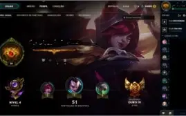 Conta LoL - Gold IV - 20 champions, 3 skins, 2 skins de ward
