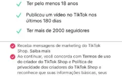 Conta tiktok shop com  +2k de seguidores