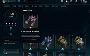 Conta Platina 1 com TODOS os champs e 315 Skins + 130 Cromas