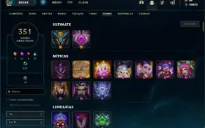 Conta Platina 1 com TODOS os champs e 315 Skins + 130 Cromas