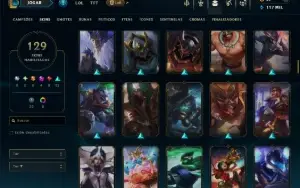 Unranked com TODOS os Champs e 129 Skins +2 Prestigios