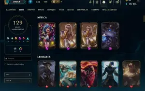 Unranked com TODOS os Champs e 129 Skins +2 Prestigios