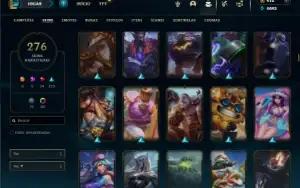 Prata 4 com TODOS os champs e 276 Skins + 5 Miticas