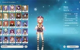 Conta Genshin Impact AR 56 9 Personagens T5 e 5 Armas T5