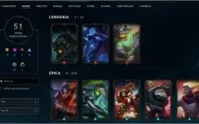 Conta de lol plat v quase full champ e +50 skins