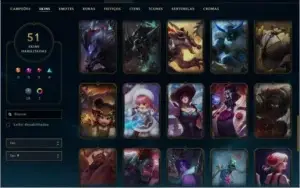 Conta de lol plat v quase full champ e +50 skins