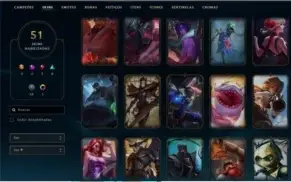 Conta de lol plat v quase full champ e +50 skins