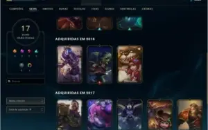 3 contas de lol, uma platina e as outras duas lv 30 e lv 40