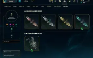 Platina 4 com 40 Champs e 6 Skins + 2 Fragmentos