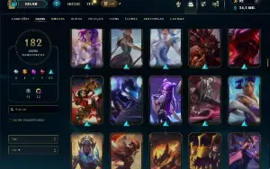 Unranked com TODOS os champs e 182 Skins ( MAIN SUP )