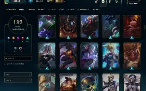 Unranked com TODOS os champs e 182 Skins ( MAIN SUP )