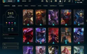 Prata 1 com TODOS os champs e 245 Skins + 1600 RP