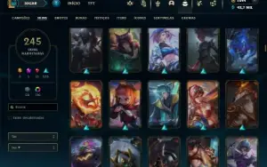 Prata 1 com TODOS os champs e 245 Skins + 1600 RP