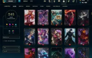 Prata 1 com TODOS os champs e 245 Skins + 1600 RP