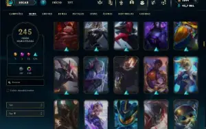 Prata 1 com TODOS os champs e 245 Skins + 1600 RP