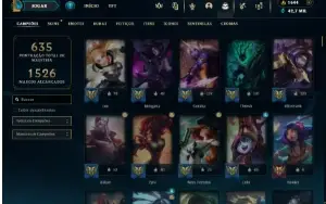 Prata 1 com TODOS os champs e 245 Skins + 1600 RP