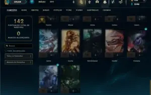 Platina 2 com 50 Champs e 6 Skins + 29 Espolios