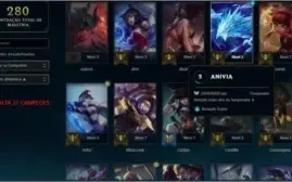 Conta Platina 1 , 118 skins ,falta 27 champs,10 pag de runas