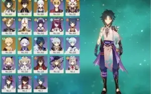 Conta AR 46 + Itto, Ayaka, Xiao e Zhongli + Benção da Lua