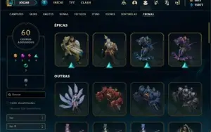 Conta Unranked com TODOS os champs e 226 Skins + 60 Cromas