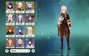 Ar48. Kazuha, Raiden, Eula, Diluc c1, Mona e espinha