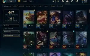 Platina 1 com TODOS os champs e 445 Skins + 1444 RP