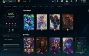 Platina 1 com TODOS os champs e 445 Skins + 1444 RP