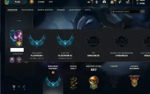 Platina 1 com TODOS os champs e 445 Skins + 1444 RP