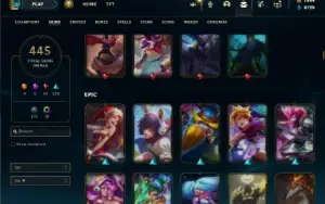 Platina 1 com TODOS os champs e 445 Skins + 1444 RP