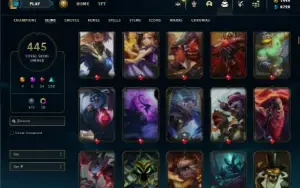 Platina 1 com TODOS os champs e 445 Skins + 1444 RP