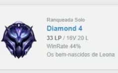 Conta LoL Diamond 4 MMR alto,skins,champs