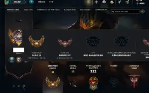 Ouro 3 com 130 Champs e 186 Skins + 7 Vitoriosas