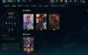 Ouro 3 com 130 Champs e 186 Skins + 7 Vitoriosas