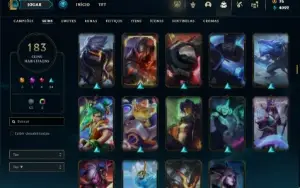Ouro 3 com 130 Champs e 186 Skins + 7 Vitoriosas