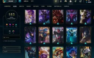 Ouro 3 com 130 Champs e 186 Skins + 7 Vitoriosas