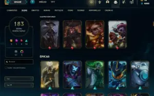 Ouro 3 com 130 Champs e 186 Skins + 7 Vitoriosas