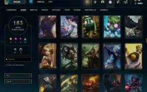 Ouro 3 com 130 Champs e 186 Skins + 7 Vitoriosas